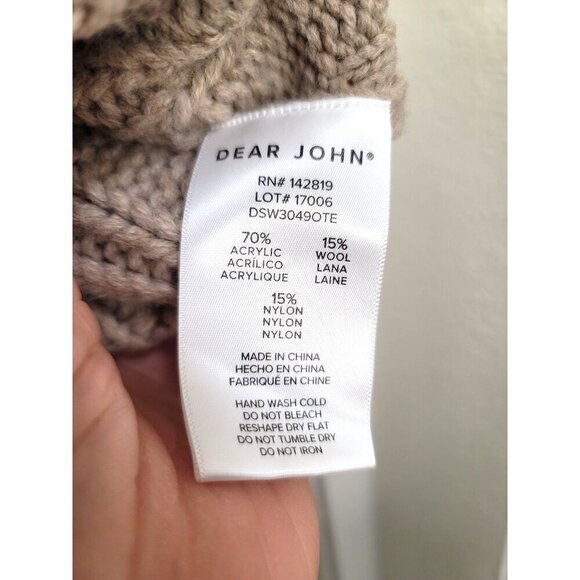 Dear John Sasha Women's Oatmeal Cable Knit Button Cardigan Sweater Size S - Picture 12 of 14